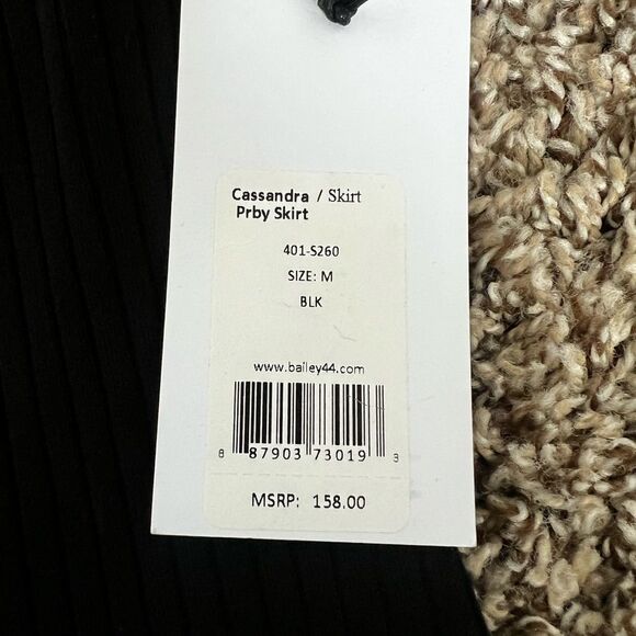 Bailey 44 Black Asymmetrical Ribbed Midi Skirt - Picture 3 of 4